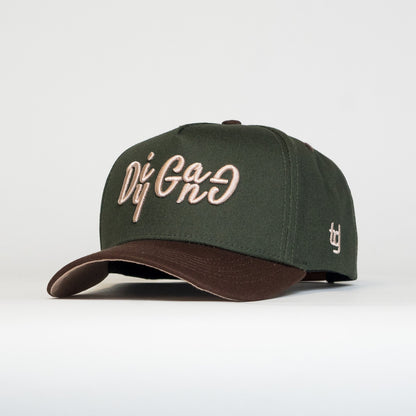 DIY Gang Army Green Brown Snapback Hat 